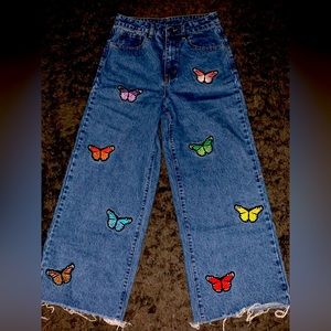 Cute Spring Butterfly Denim Jeans